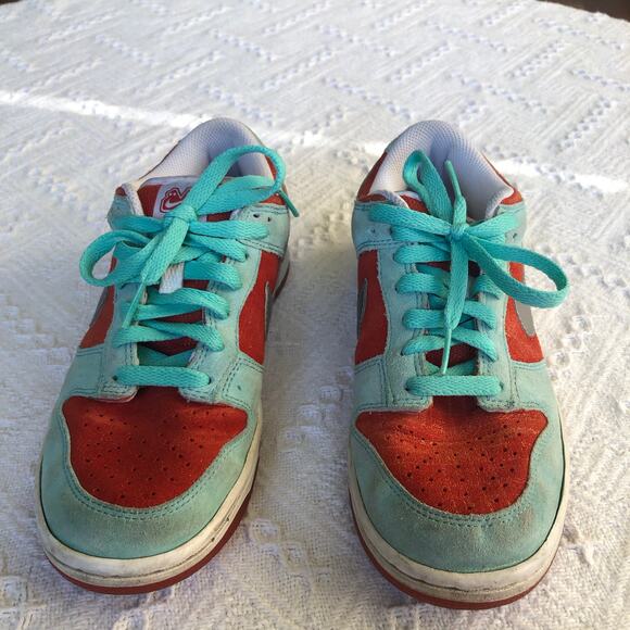 2008 Nike Dunk Low 6.0 Aqua Blue & Orange Suede US 7 EU 38 Skate Y2K Streetwear - Picture 2 of 10